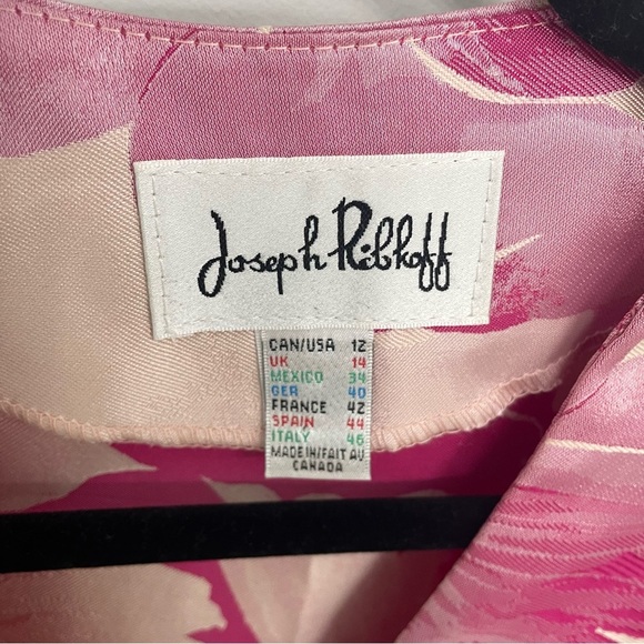 Joseph Ribkoff Pink Floral Woven Jacquard Swing Jacket Size 12 Large Luxury 23 - Picture 3 of 7